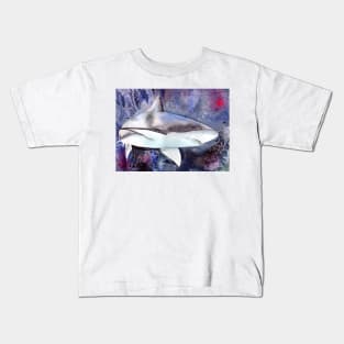 Shark Watercolor Art Kids T-Shirt